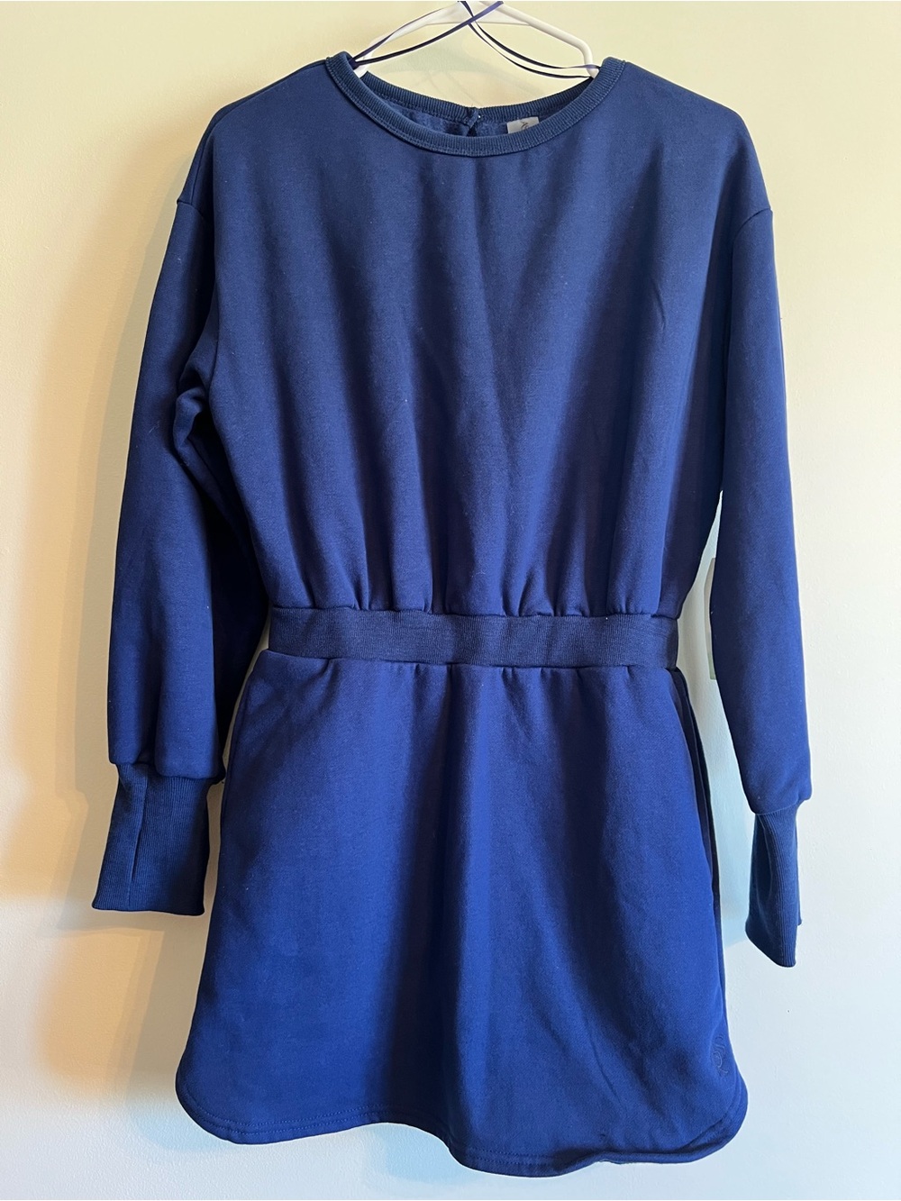 AS Revival Athletic 
Navy Long Sleeve Waist-Detail Sweatshirt Dress